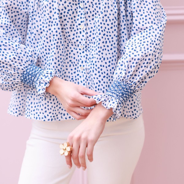 Scholl Blouse Seurat Splat with Sapphire Hand Smocking Edition 64